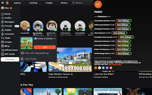 Download Efaz’s Roblox Extension Terbaru – Kustomisasi Roblox Lengkap - Screenshot 1