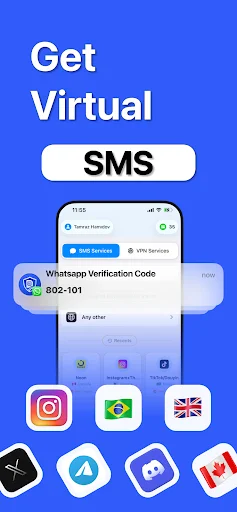 Download SafeSim – Nomor Virtual SMS & Verifikasi Instan - Screenshot 1