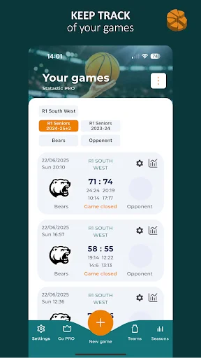 Statastic Basketball Tracker: Statistik Tim Basket Profesional - Screenshot 2